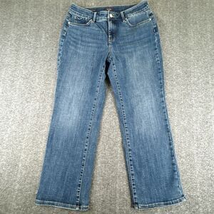 NYDJ Marilyn Straight Jeans Womens Sz 10 Blue Marcel Dark Wash Lift Tuck Stretch